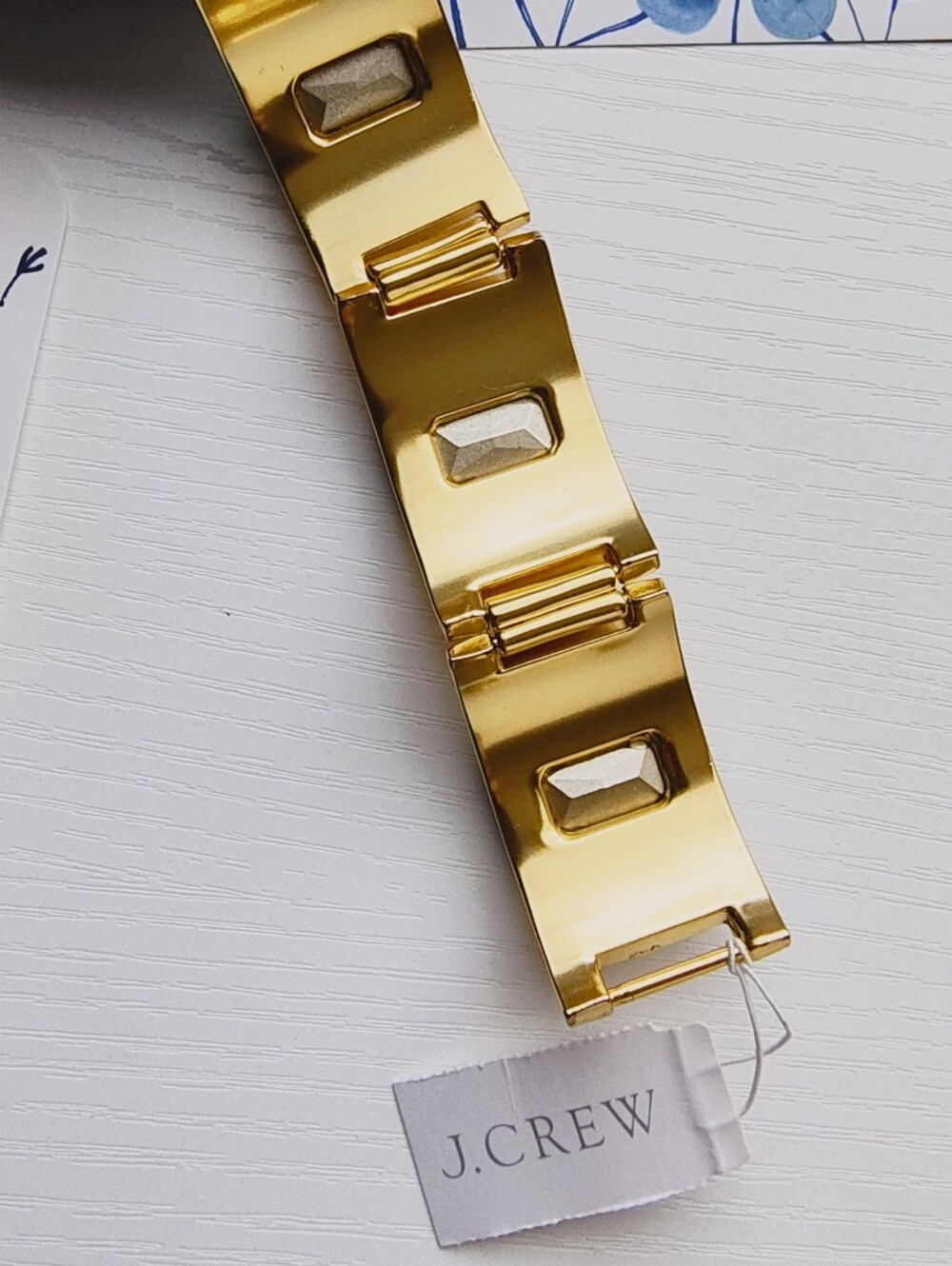 J. Crew Baguette statement bracelet Emerald Green Stones - Picture 3 of 10